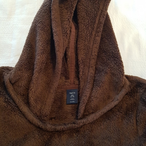 Gap girls XXL brown plush swim cover up has pockets & hood VGUC - Picture 2 of 4